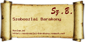 Szoboszlai Barakony névjegykártya